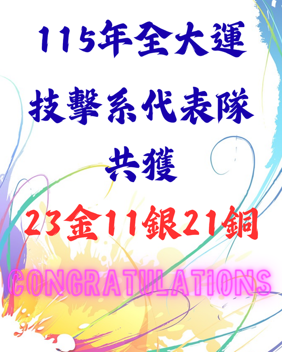 【賀！奪牌】「115年全國大專校院運動會」技擊運動學系代表隊勇奪23金11銀21銅佳績！圖片